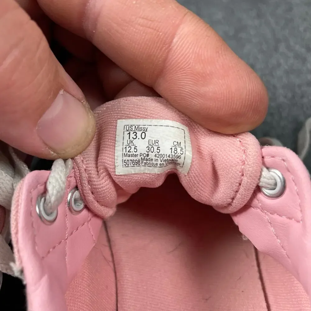 Vans US Missy Shoes Girls 13 Pink Canvas Old Skool Casual Skater